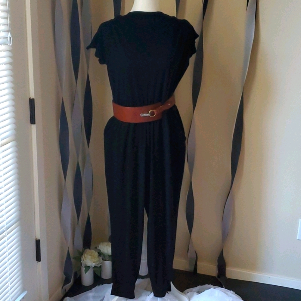 Leather wide belt